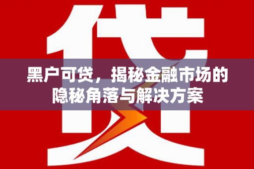 员山黑户可贷，揭秘金融市场的隐秘角落与解决方案