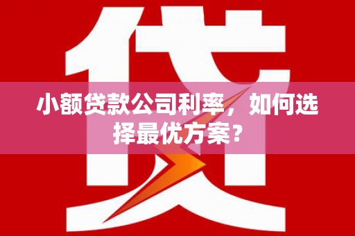 员山小额贷款公司利率，如何选择最优方案？